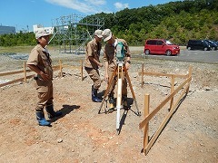 機器を使って測量する様子